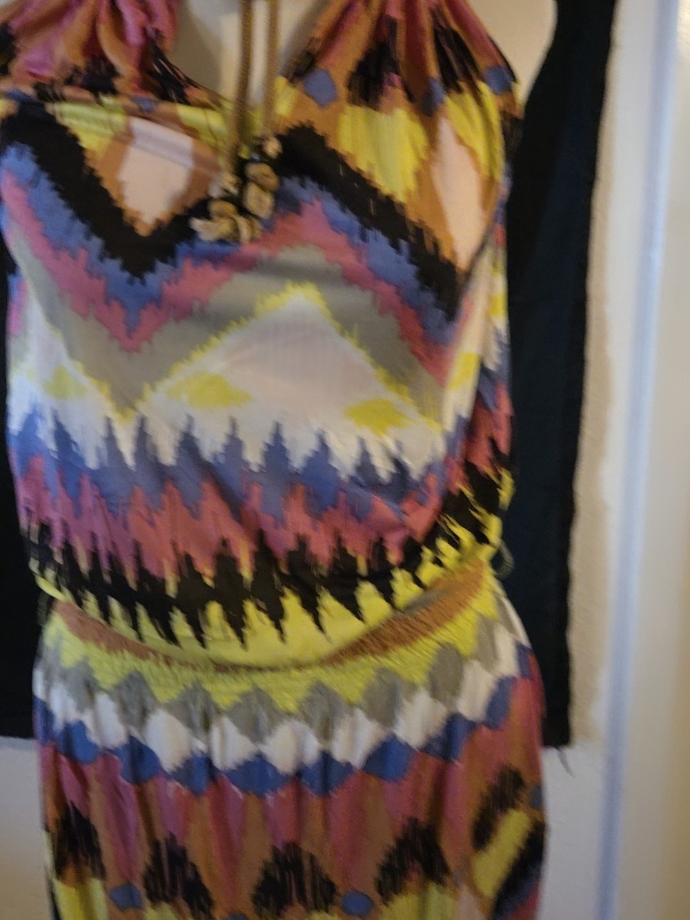 Multicolor Chevron Halter Women's Dress